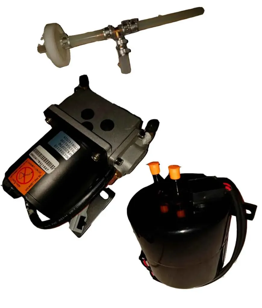 Kit de refuezo para frenos para vehículo, bomba de vacio electrica, depósito y sensor.